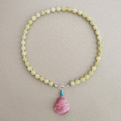 0--LEMON JADE NECKLACE W/ HAPPY BUDDHA PENDANT--16"