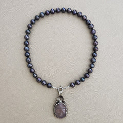 0--PEACOCK PEARL NECKLACE W/ BUDDHA PENDANT--16"