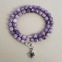 0--NATURAL LEPIDOLITE NECKLACE W/ DORJE PENDANT--16"