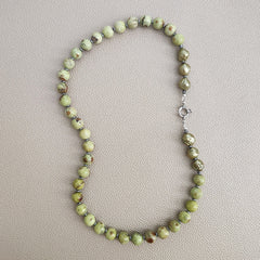 0--GREEN AFRICAN DENDRITIC OPAL NECKLACE--20"