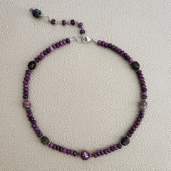 0--LEPIDOLITE & TOURMALINE NECKLACE--16"