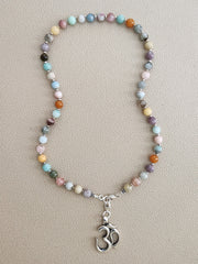CHAKRA GEMSTONE NECKLACE W/ OM PENDANT-20"