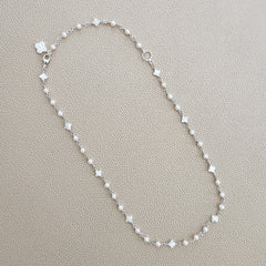 MINI PEARLS & MOTHER OF PEARL CLOVER NECKLACE--16-20"