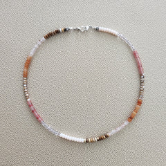 0--DESERT AFTERNOON MINI-MINI GEMSTONE NECKLACE--16"