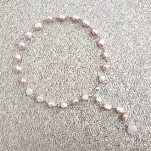 BLUSH PEARL NECKLACE-16"