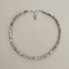 0--MINI MOTHER OF PEARL NECKLACE W/ MINI 925 SEAHORSE--16"