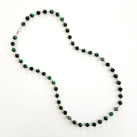 GREEN TIGERS EYE NECKLACE-36"
