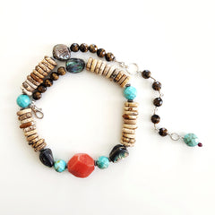 PUKA MOOKAITE JASPER NECKLACE-17IN