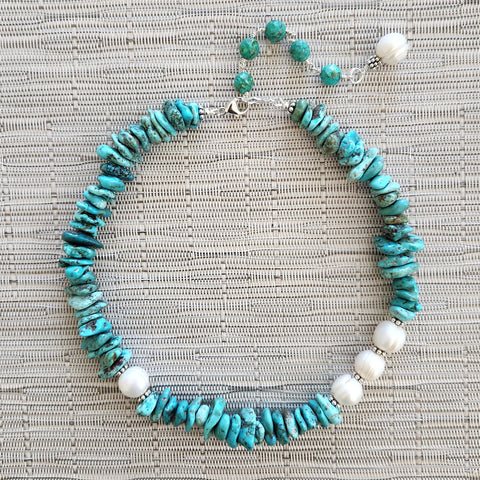 1--TURQUOISE NUGGET NECKLACE-16IN
