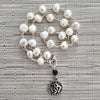 1--WHITE PEARL NECKLACE W/ OM PENDANT-16"