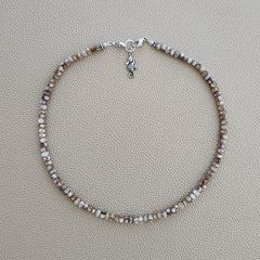 0--MINI MOTHER OF PEARL NECKLACE W/ MINI 925 SEAHORSE--16"