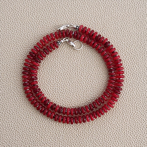 0--RED JADE NECKLACE--18"