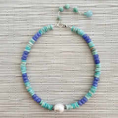 AMAZONITE & JADE NECKLACE-16"