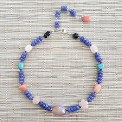 JADE WITH MIXED GEMSTONES NECKLACE-16"