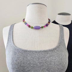 TOURMALINE NECKLACE W/ PURPLE AGATE-17"