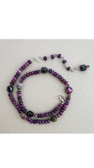 0--LEPIDOLITE & TOURMALINE NECKLACE--16"