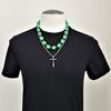 GREEN COLORED SKULL BEAD NECKLACE-24"