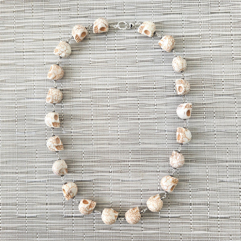 NATURAL COLORED SKULL BEAD NECKLACE-24"