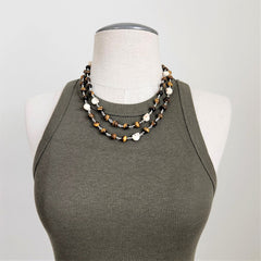 TIGERS EYE WITH SKULL BEAD NECKLACE-40"