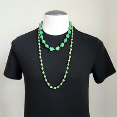 GREEN COLORED SKULL BEAD NECKLACE-37"