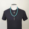 TURQUOISE COLORED SKULL BEAD NECKLACE-28"