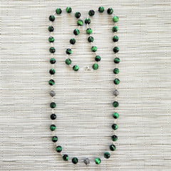 GREEN TIGERS EYE NECKLACE-36"