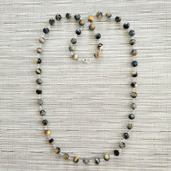 GOLD & BLACK TIGERS EYE NECKLACE-36"