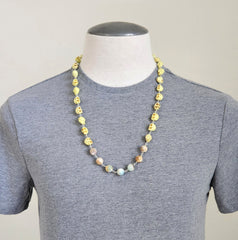 LEMON YELLOW COLORED SKULL BEAD NECKLACE-28"