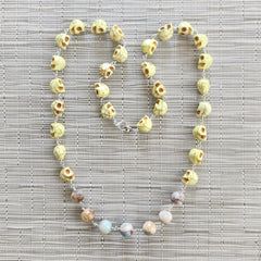 LEMON YELLOW COLORED SKULL BEAD NECKLACE-28"