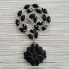 BLACK ONYX NECKLACE WITH CARVED PENDANT-18"