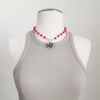 RED CORAL NECKLACE WITH ROSE PENDANT-16"