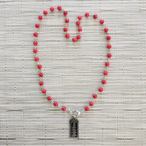 RED CORAL NECKLACE WITH ELEPHANT PENDANT-20"