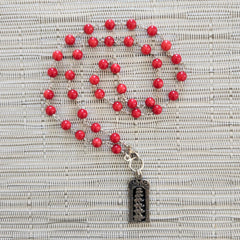 RED CORAL NECKLACE WITH ELEPHANT PENDANT-20"