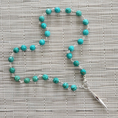 TURQUOISE NECKLACE WITH SPIKE PENDANT-18"