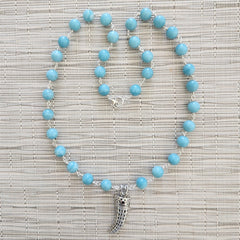 AMAZONITE NECKLACE WITH CLAW PENDANT-25"