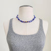 BLUE COLORED MIXED BEAD NECKLACE-16"