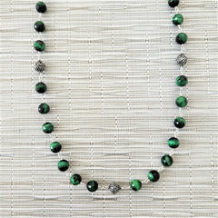 GREEN TIGERS EYE NECKLACE-36"