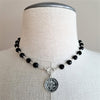 BLACK ONYX NECKLACE WITH ST. BENEDICT MEDALLION-16"