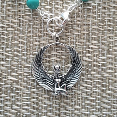 TURQUOISE NECKLACE WITH GODDESS PENDANT-16"