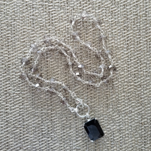 SMOKY QUARTZ NECKLACE WITH SMOKY QUARTZ PENDANT-18"