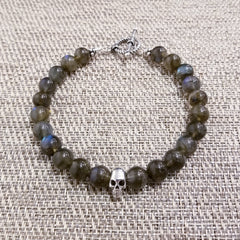 LABRADORITE BRACELET WITH SKULL BEAD