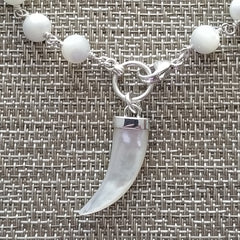 MOTHER OF PEARL (8MM) NECKLACE WITH MOP PENDANT-16"