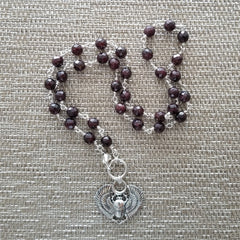 GARNET NECKLACE WITH SCARAB PENDANT-20"