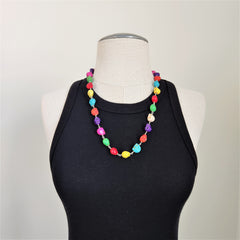 MULTI-COLORED SKULL BEAD NECKLACE-24"