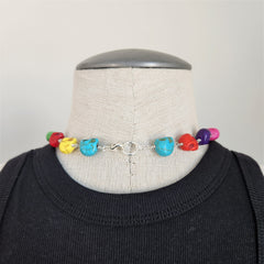 MULTI-COLORED SKULL BEAD NECKLACE-24"