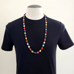 MULTI-COLORED SKULL BEAD NECKLACE-36"