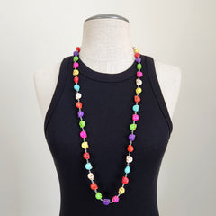 MULTI-COLORED SKULL BEAD NECKLACE-36"