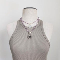 CAPE AMETHYST NECKLACE WITH ST. BENEDICT MEDALLION-16"