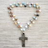 AMAZONITE NECKLACE WITH FLORAL CROSS-36"
