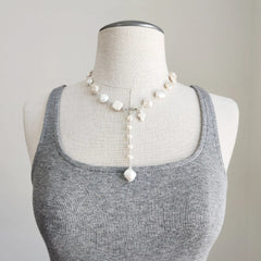 WHITE BAROQUE PEARL NECKLACE-17"